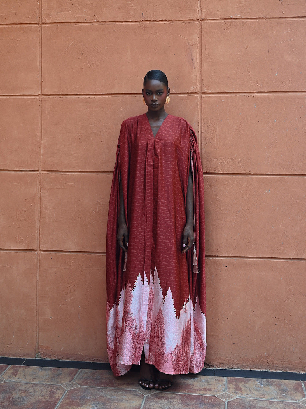 SURI SILK KAFTAN-RED