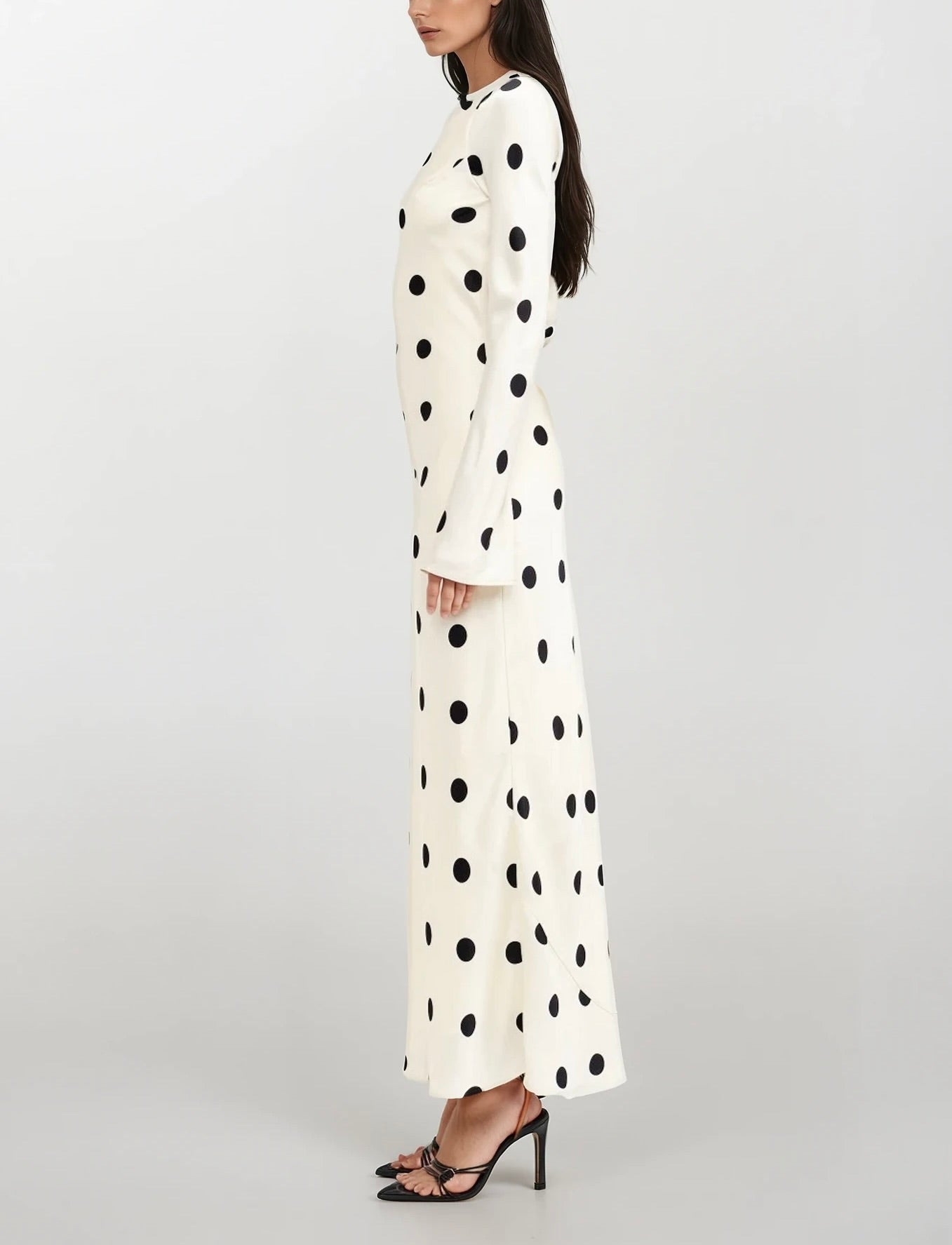 Clara Polka-Dot Long Sleeve Gown