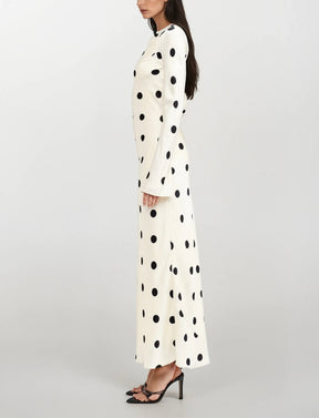 Clara Polka-Dot Long Sleeve Gown