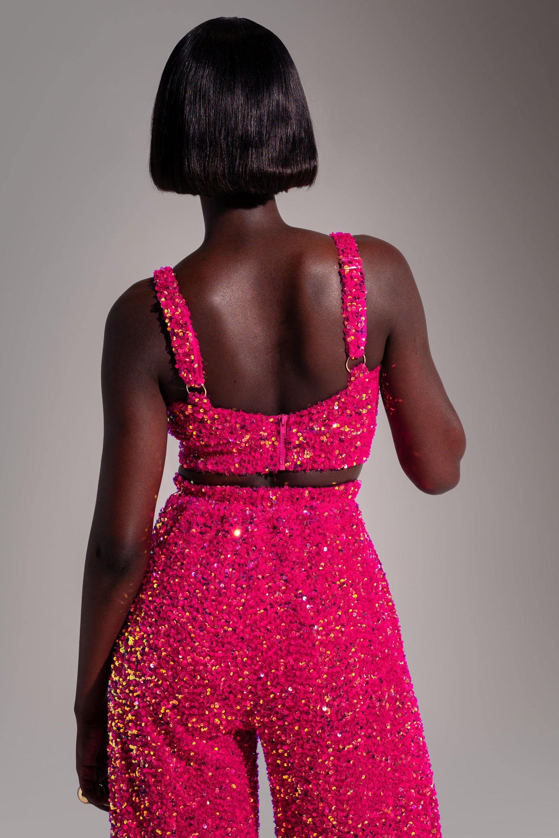 LIZA Sequin Pants in PINK SPINEL