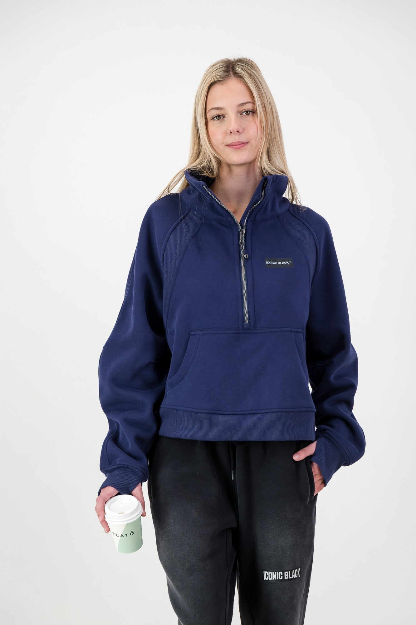 Women Cropped Half-Zip Sweatshirt