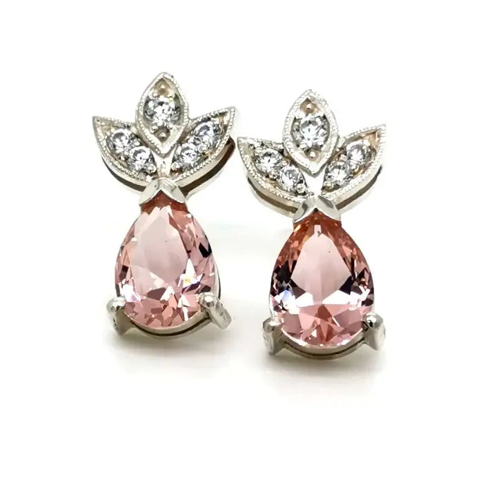 Pink Pear Cut Earrings