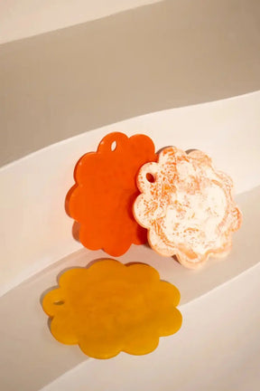 Scallop Resin Cheese Charcuterie Board, Orange - 9 Inches