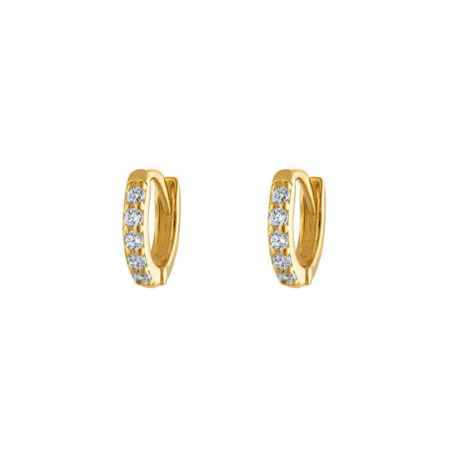 Gold Huggies Pave 6mm Hoop
