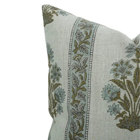 Ethnic Hand Block Printed Thick Linen Pillow Cover- Morpankh Border