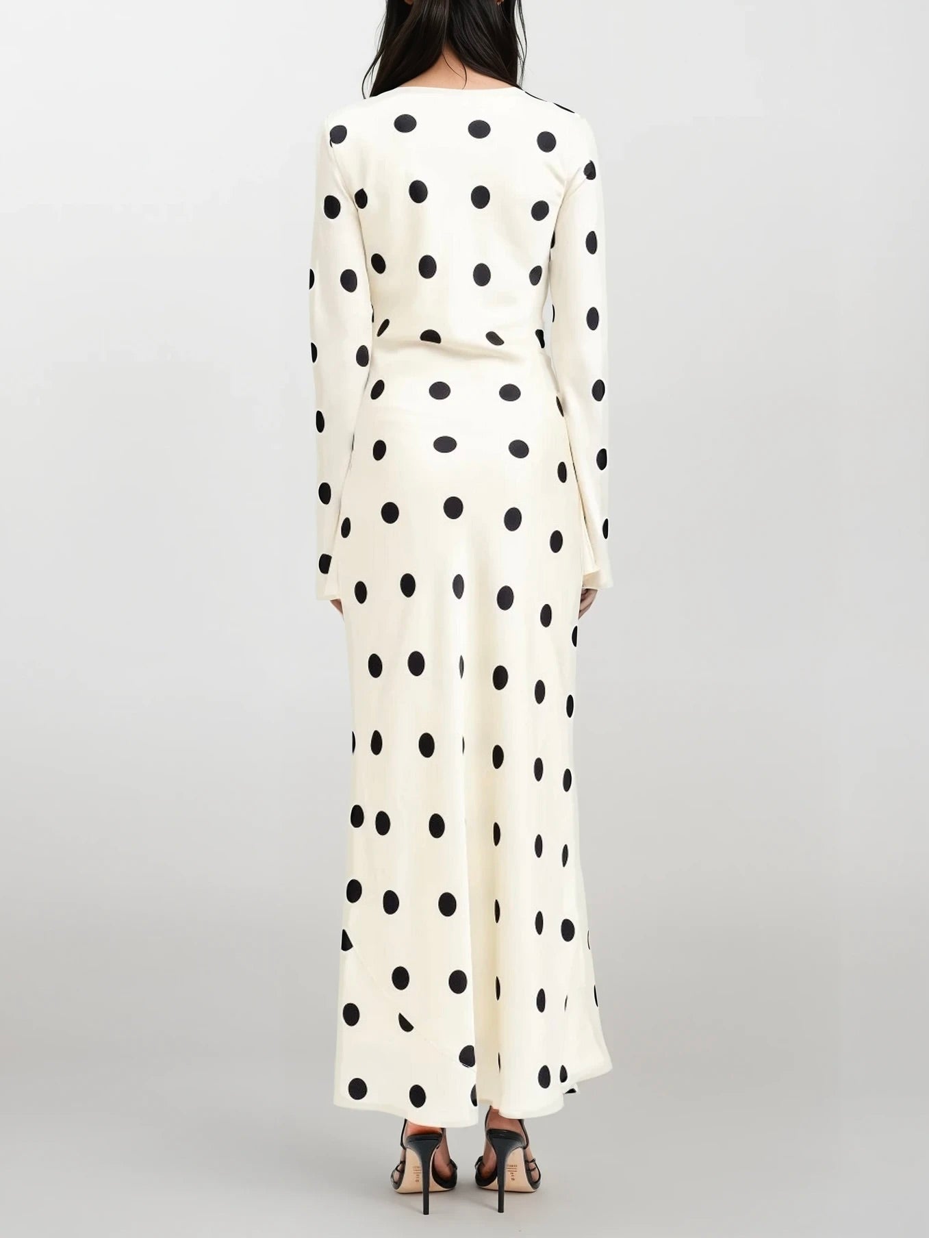 Clara Polka-Dot Long Sleeve Gown