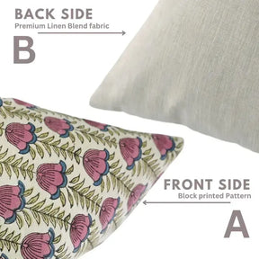 Bold Block Design Print Linen Blend Pillow Cover - Lotus