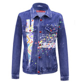 Denim jacket with colorful painted design