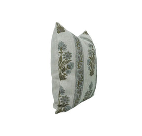 Ethnic Hand Block Printed Thick Linen Pillow Cover- Morpankh Border