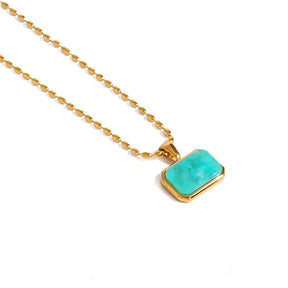 Amazonite Gemstone Necklace Gold Layering Pendant