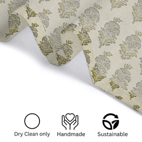 Block Print Pure Linen Shower Curtain with Ring Header - Mormukut