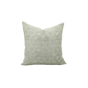 Boho Hand Block Printed Pure Linen Pillow Cover- Mushroom