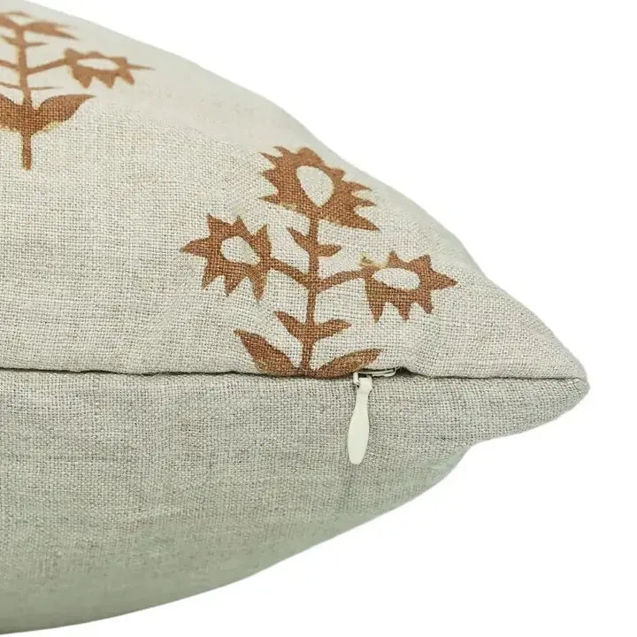 Natural Handmade Unique Block Print Boho Decor Pure Linen Pillow Cover- Chimni