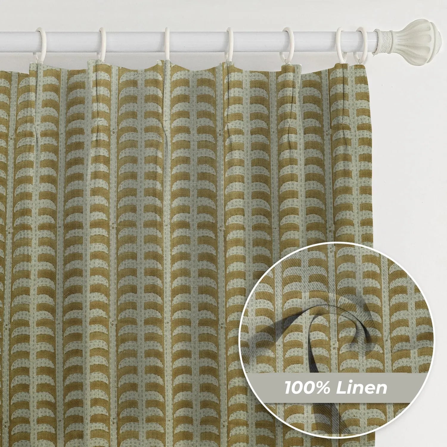 Unique Block Print Thick Linen Window Curtain - Garud