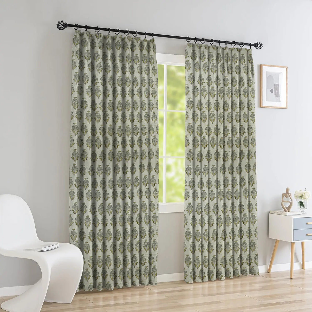Unique Design Pure Linen Pleated Curtain - Mor Mukut
