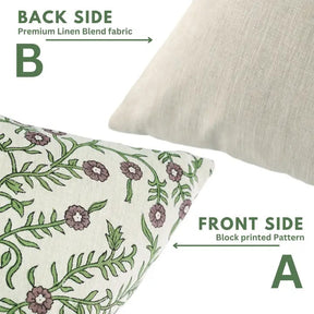 Decorative Block Printed Linen Blend Pillow Cover -  Shehjan