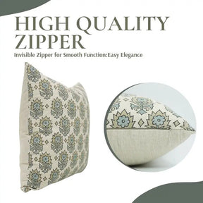 Interior Décor Block Printed Linen Blend Pillow Cover - Kusum