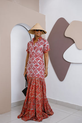 Ogbaluofu Kaftan Maxi Dress – Handmade Crepe Adire Elegance