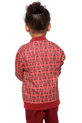 Kids Reversible Zip up Lightweight Bomber Jacket - Red Multicolor
