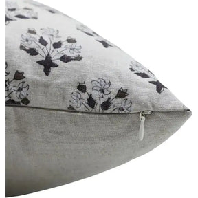 Artfully Handcrafted Block-Printed Pure Linen Pillow Cover - Diwali Flower