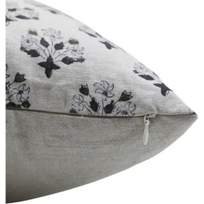 Artfully Handcrafted Block-Printed Pure Linen Pillow Cover - Diwali Flower