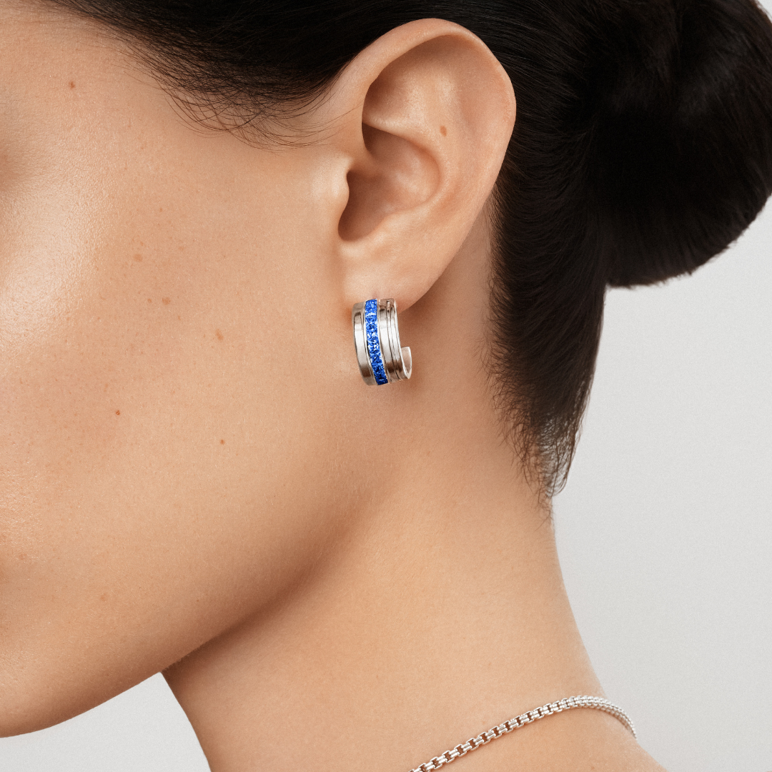 Digi Earrings In Sterling Silver With Sapphires