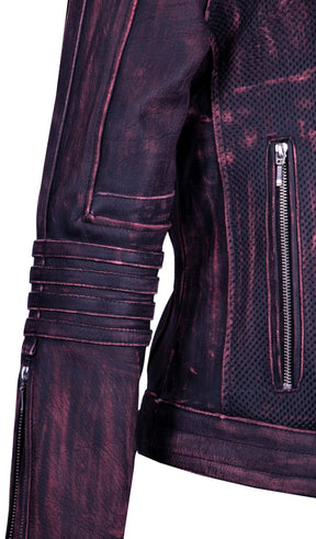 Wine red heather leather jacket