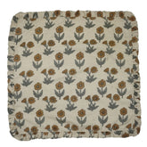 Handmade Indian Linen Blend Block Print Frill Napkins Set of 4 - Kirti