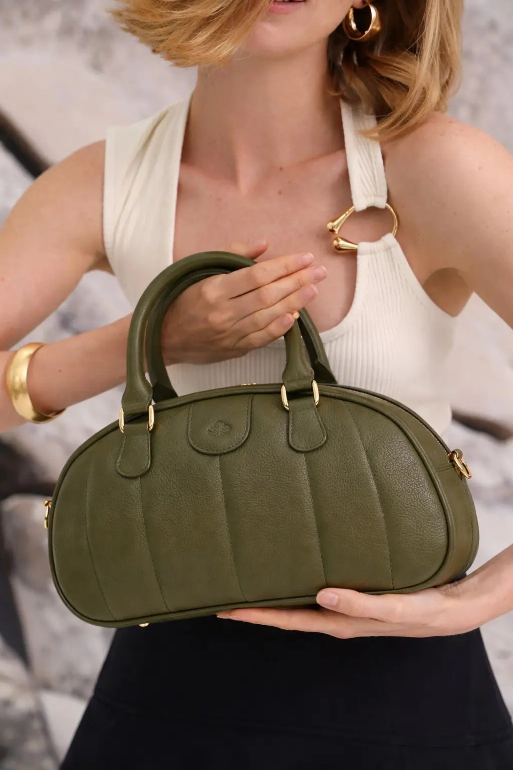Ameline Sculptural Italian Leather Top Handle