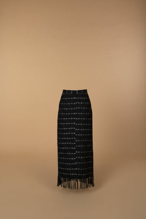 AMINA, BW Kente pencil skirt with front slit