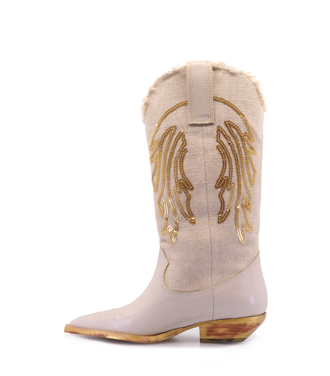 Texan Chic Natural Boots with Sequins Dutty