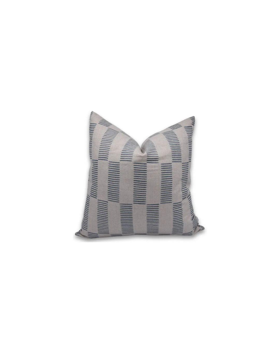 Natural Hand Made Block-carved Design Printed Pure Linen Pillow Cover - Zig Zag