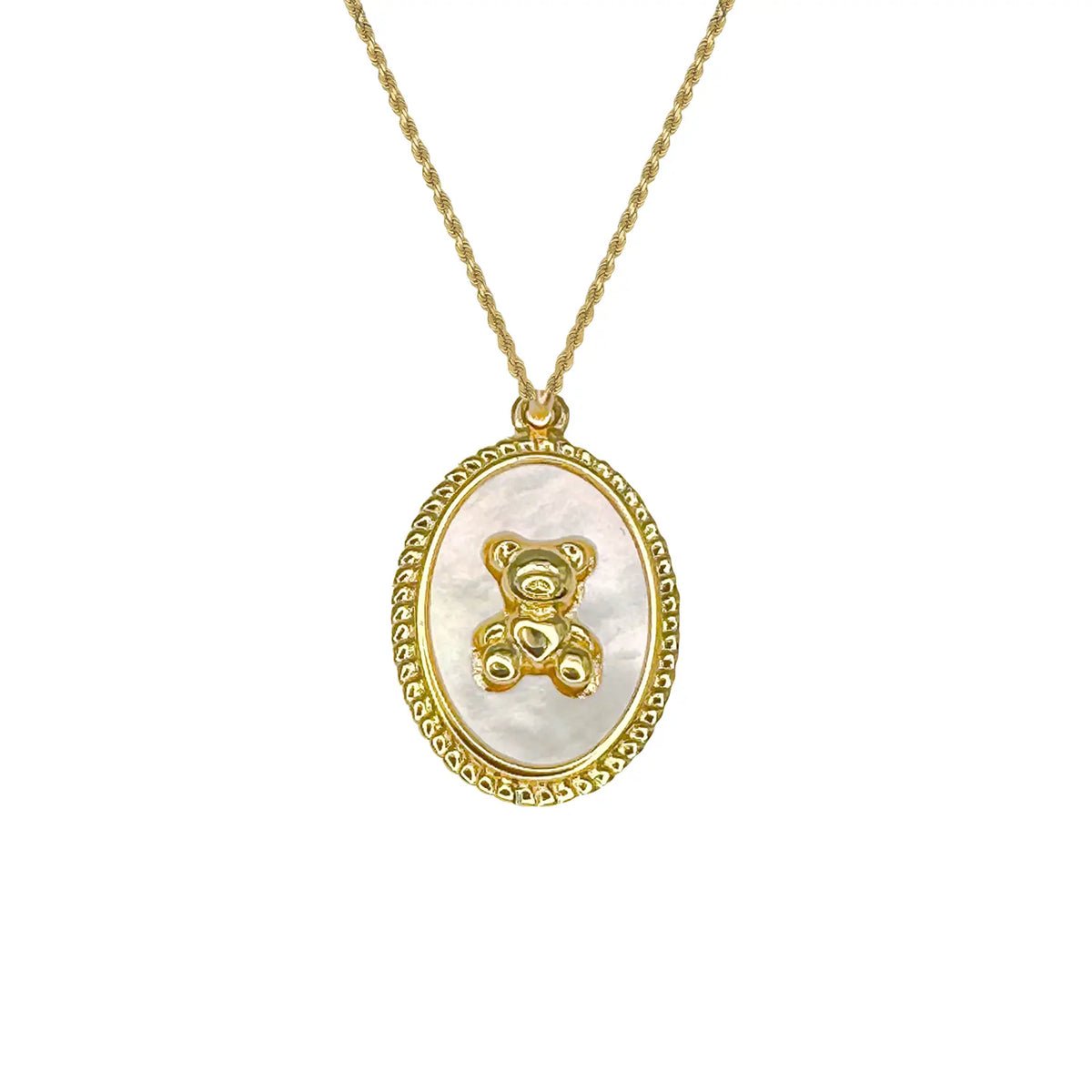Teddy Bear Charm Gold Necklace