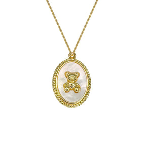 Teddy Bear Charm Gold Necklace