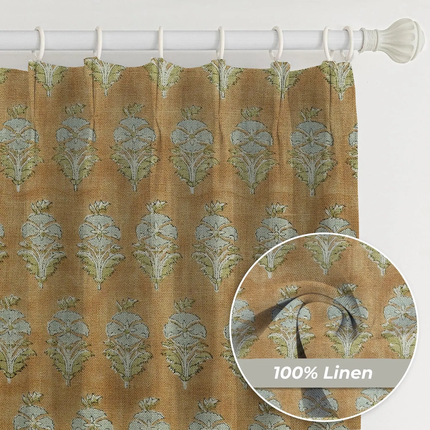 Modern Design Pure Linen Pleated Curtain - Mor Mukut