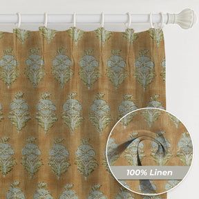 Modern Design Pure Linen Pleated Curtain - Mor Mukut