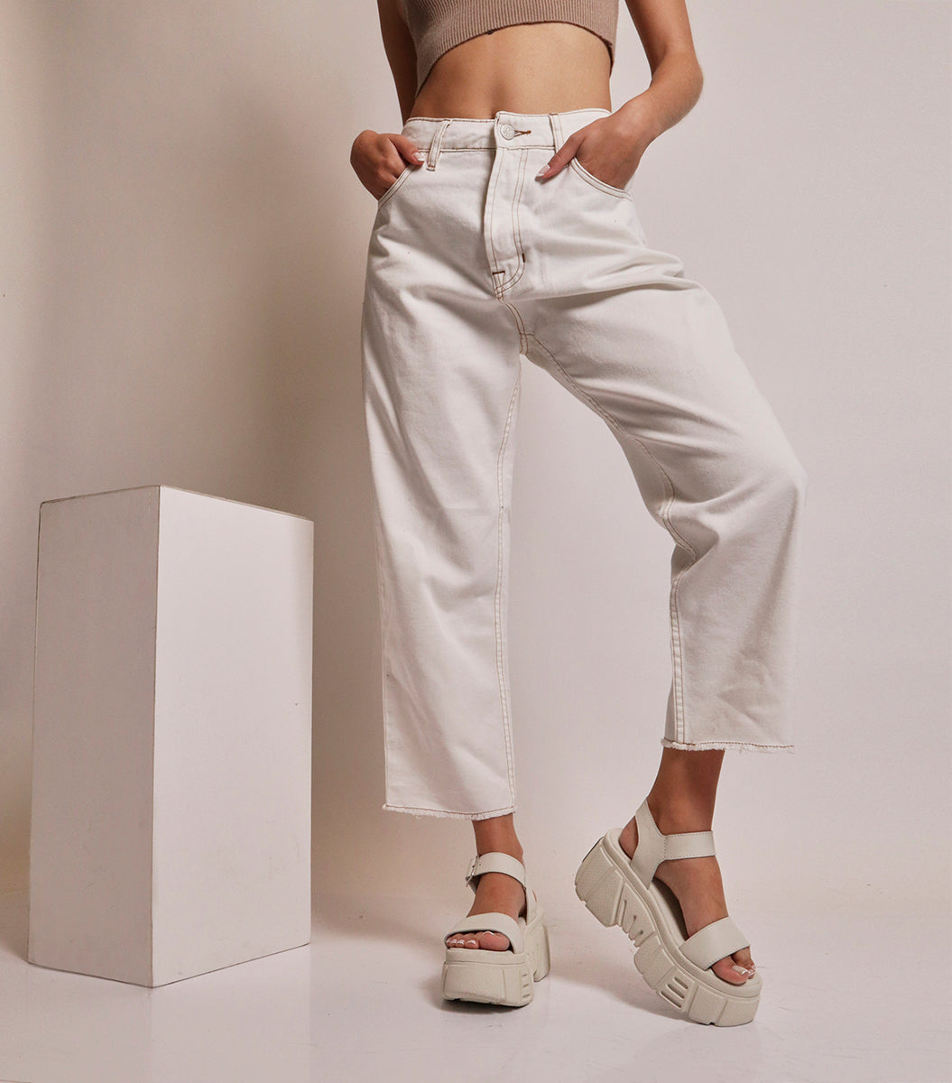 Stylish White Platform Sandals Jochu