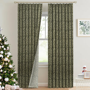 Classic Block Print Thick Linen Pleated Curtain - Pishta
