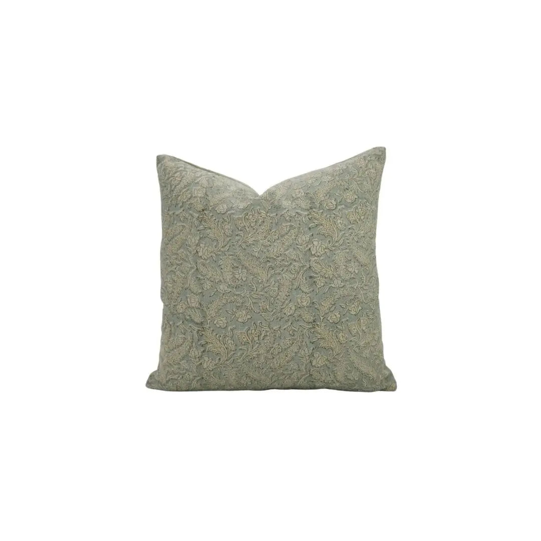 Bold Block Print Thick Linen Cushion Cover -Black Forest
