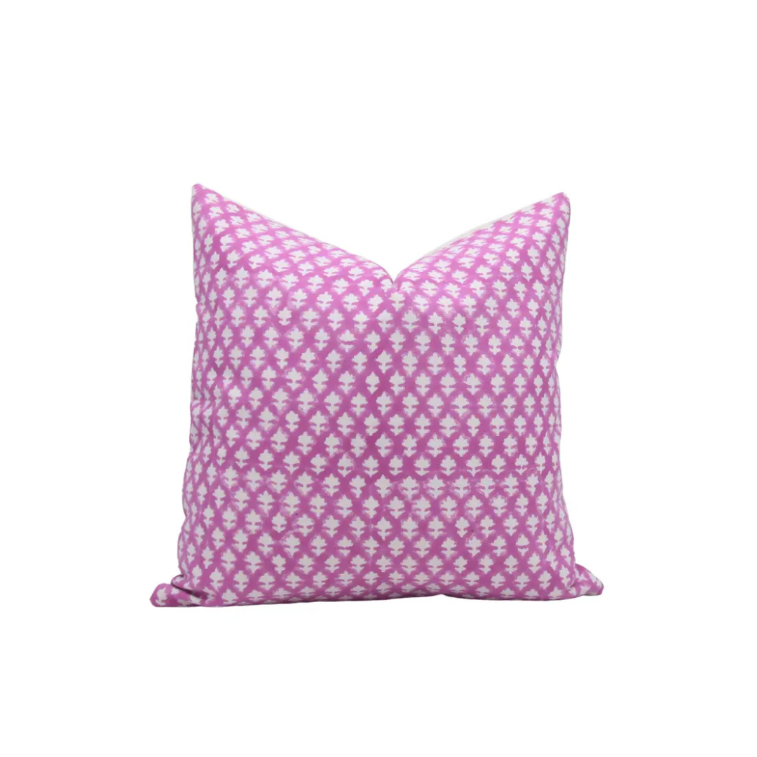 Beautiful Hand Block Printed Thick Cotton White Pillow Cover- Pinkcity Jaal