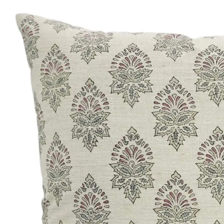 Hand Crafted Block Print Linen Blend Cushion Cover -Samrat