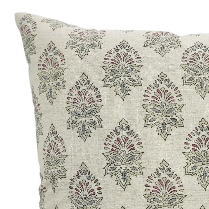 Hand Crafted Block Print Linen Blend Cushion Cover -Samrat