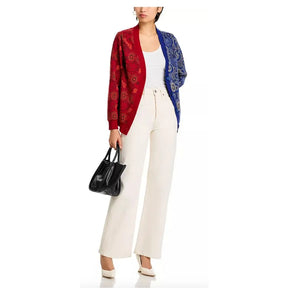 Windhoek Two Tone Color Block Print Cardigan