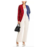 Windhoek Two Tone Color Block Print Cardigan