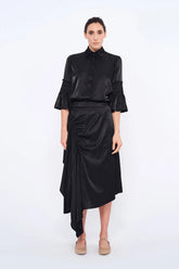 Fina Smocked Sleeve Blouse | Black