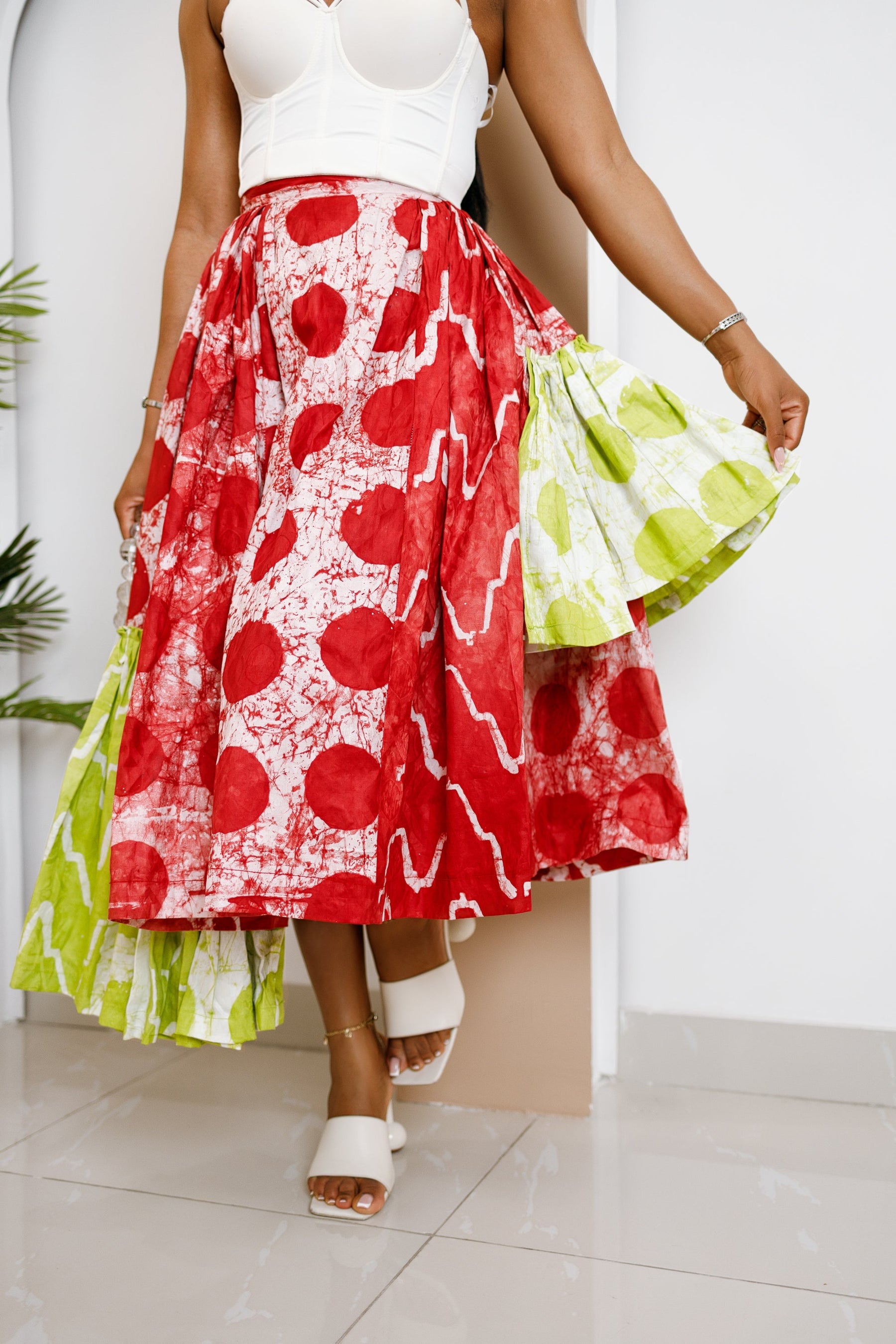 Egbebelu Dual-Tone Adire Skirt