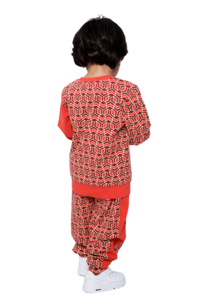 Mixed Up Clothing Baby Crewneck Sweatshirt and Jogger Pant Set Red Multicolor