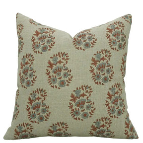 Floral Meadow Hand Block Pillow case Thick Linen - Anarkali