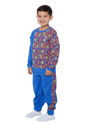 Mixed Up Clothing Boys Sweatshirt and Jogger Set Blue Multicolor