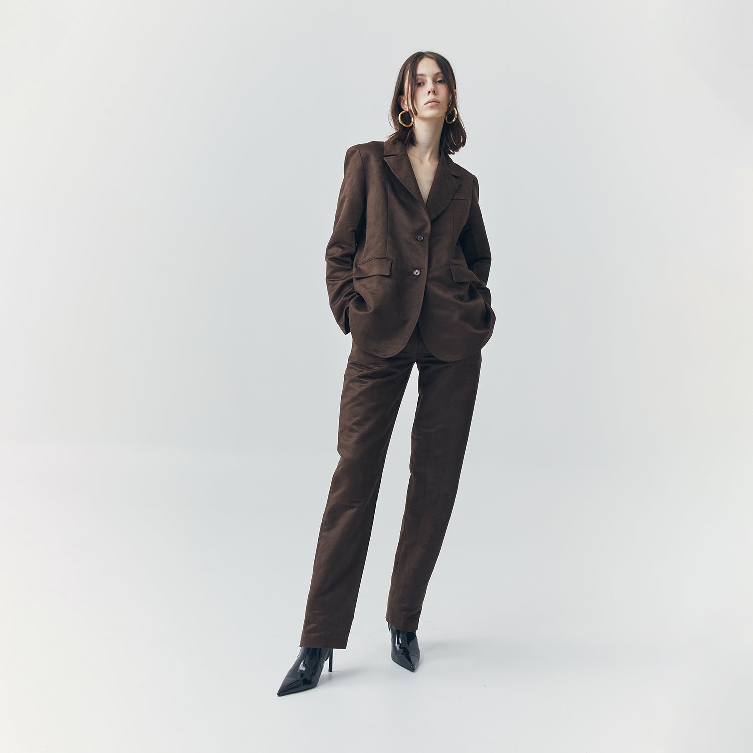 JETT SUEDE BROWN TAILORED PANTS